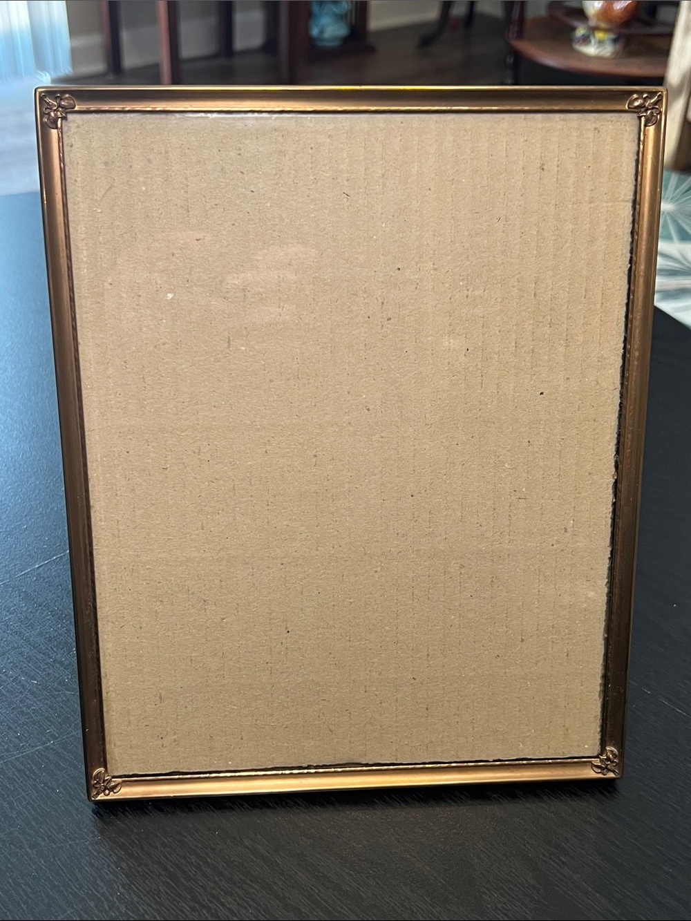 Vintage Mid-Century Modern Brass Metal Snapdragon Velvet Back Picture Frame